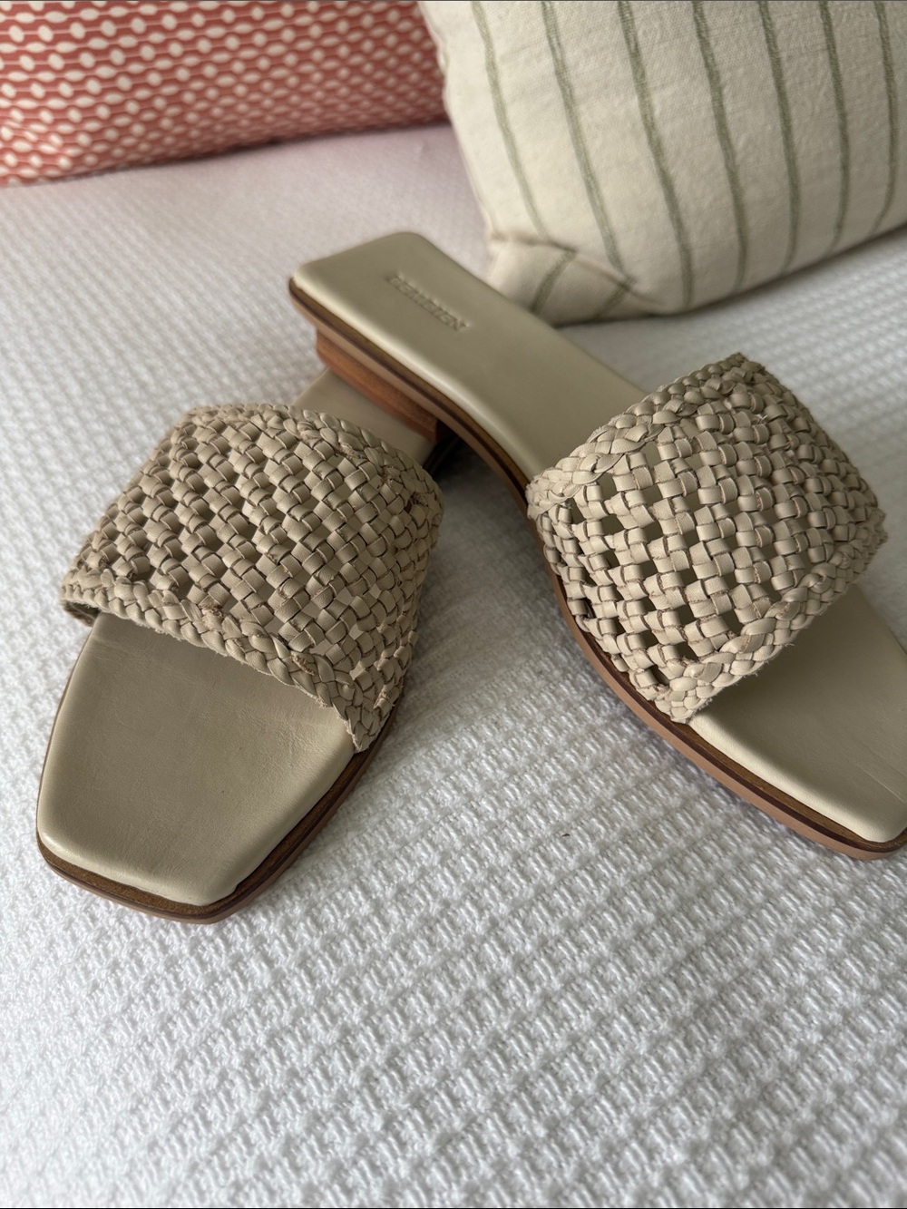 Bembien Beige Woven Slide Sandals Size 39
